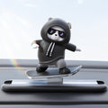 Secure installation of skateboard bear ornament without leaving marks