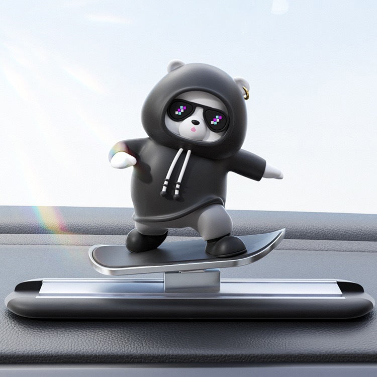 Secure installation of skateboard bear ornament without leaving marks