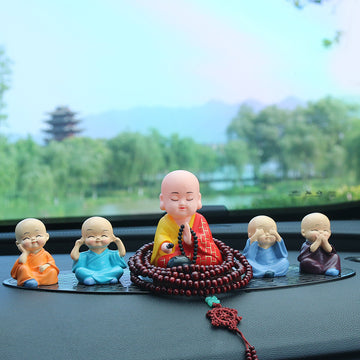 Solar powered chanting little monk car ornament with nodding motion
