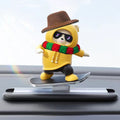 Sky blue colored bear ornament on skateboard for car dashboard