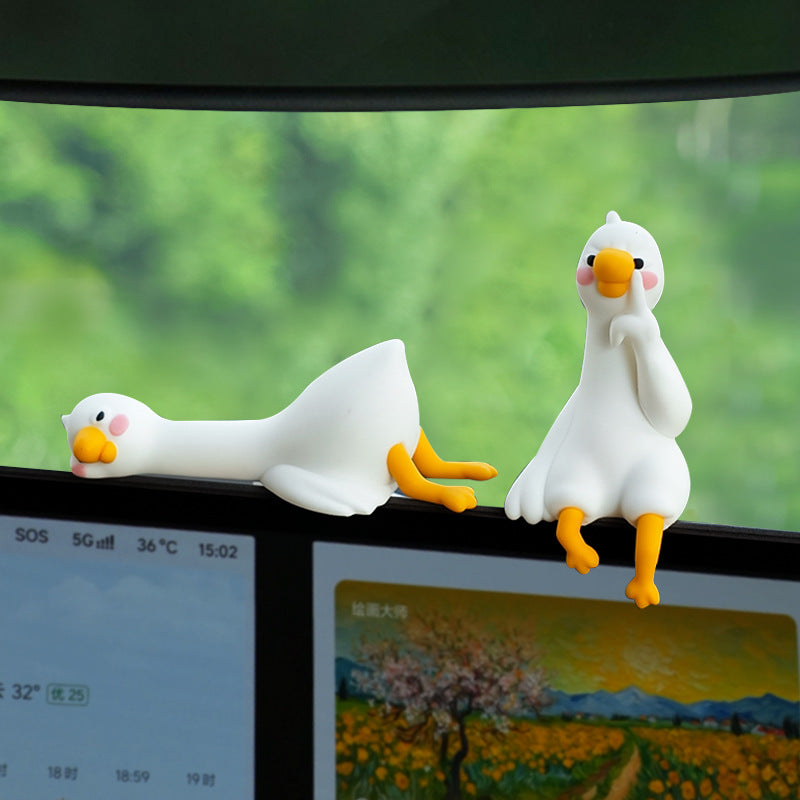 Gaga Daily Duck Car Decor - Cute Lying Duck Resin Dashboard Figure for Joyful Driving