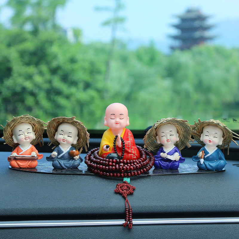 Compact size demonstration of chanting monk ornament